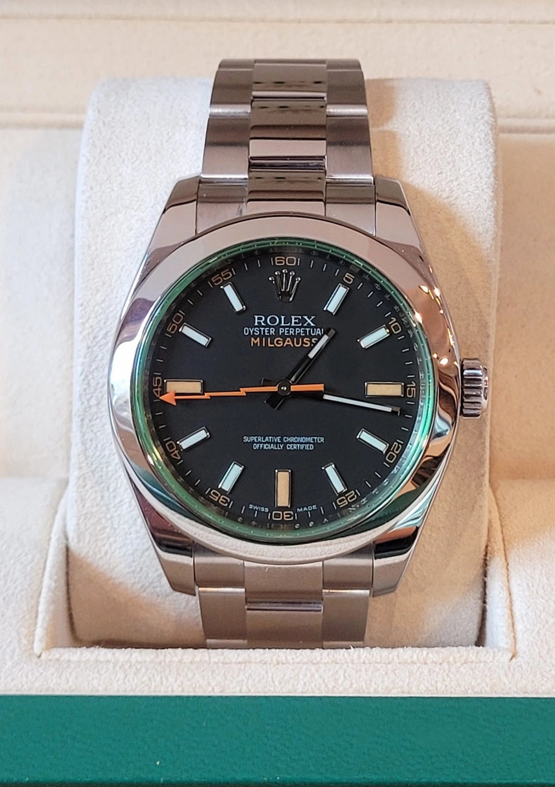 2009 Rolex Milgauss 116400GV Black Dial SS Oyster With Papers 40mm