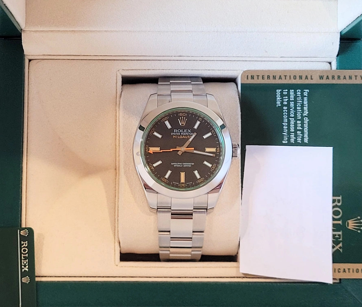 2009 Rolex Milgauss 116400GV Black Dial SS Oyster With Papers 40mm