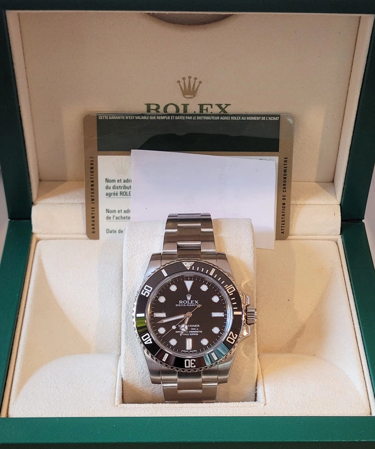 2014 Rolex Submariner No Date 114060 Black Dial SS Oyster With Papers 40mm