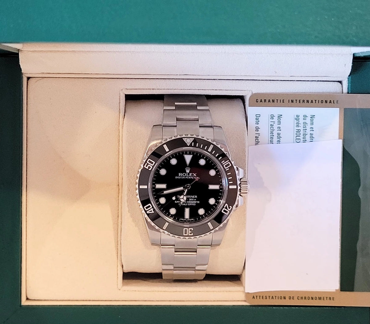 2014 Rolex Submariner No Date 114060 Black Dial SS Oyster With Papers 40mm