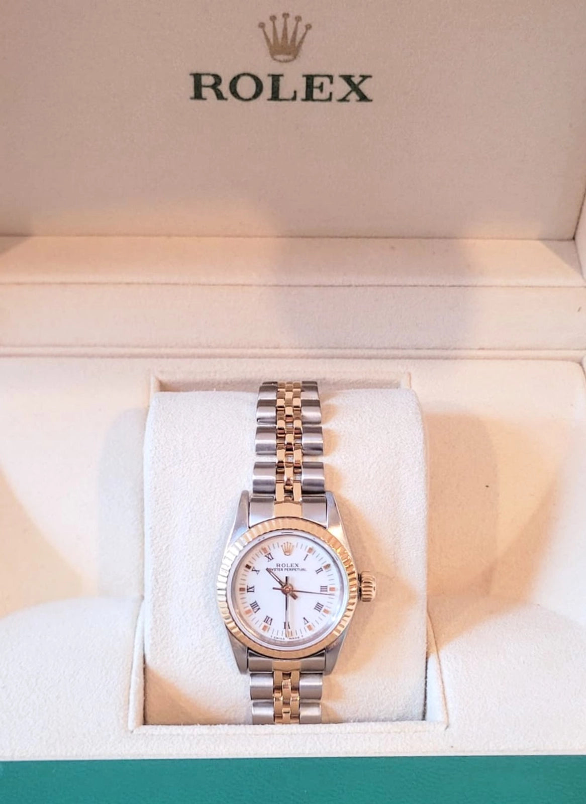 1988 Rolex Ladies Oyster Perpetual 67193 White Dial TT Jubilee No Papers 24mm