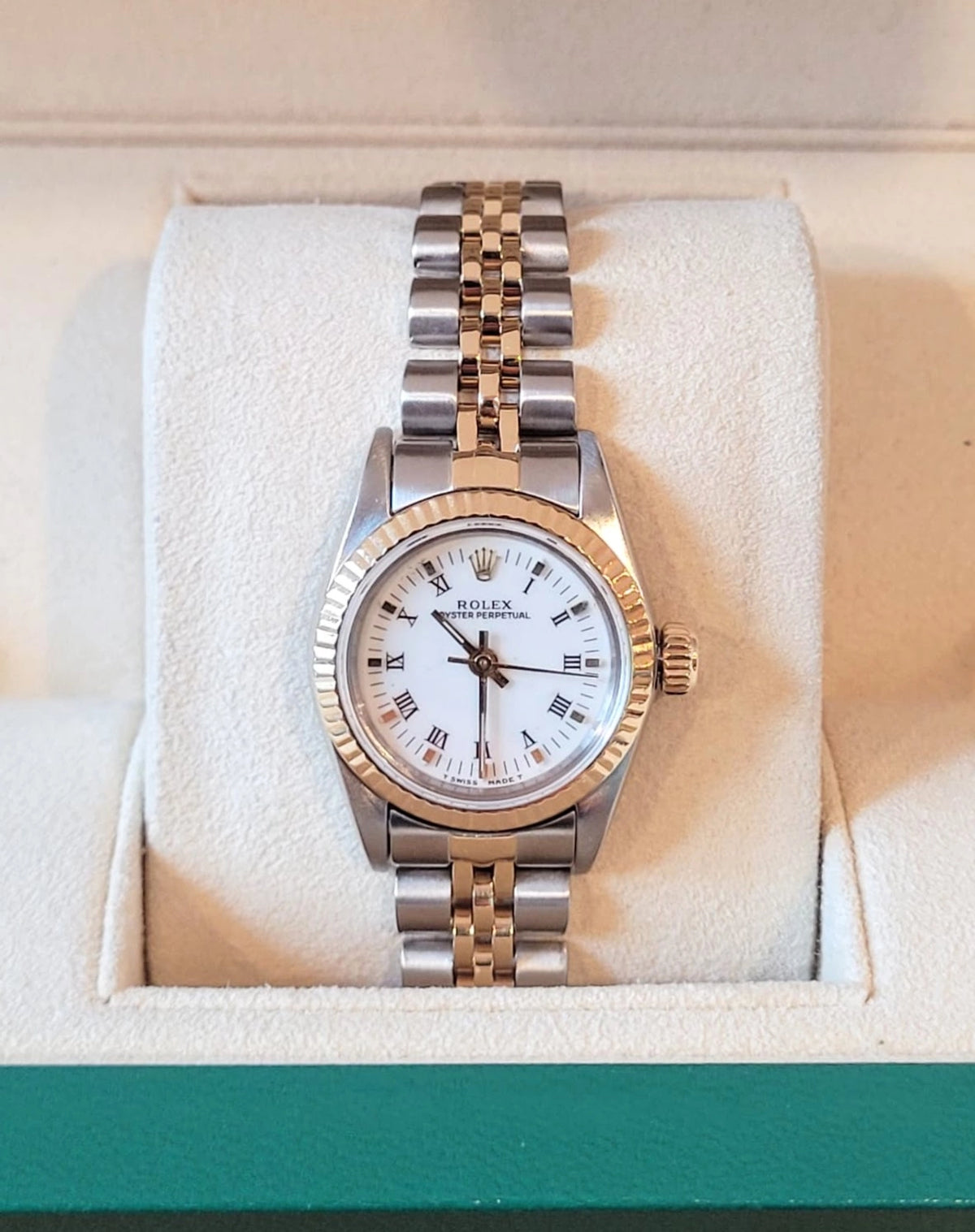 1988 Rolex Ladies Oyster Perpetual 67193 White Dial TT Jubilee No Papers 24mm