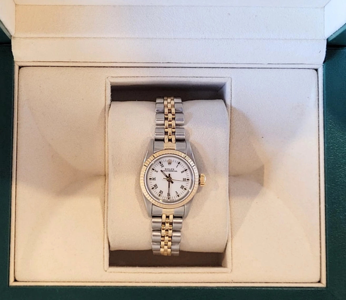1988 Rolex Ladies Oyster Perpetual 67193 White Dial TT Jubilee No Papers 24mm