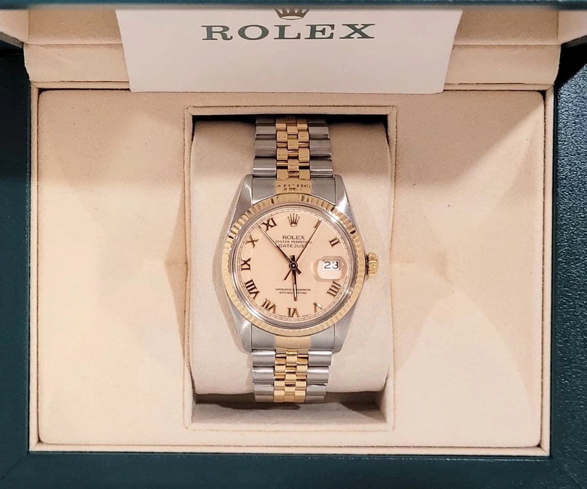 Rolex Datejust 16013 Cream Roman Dial TT Jubilee With Open Papers 36mm