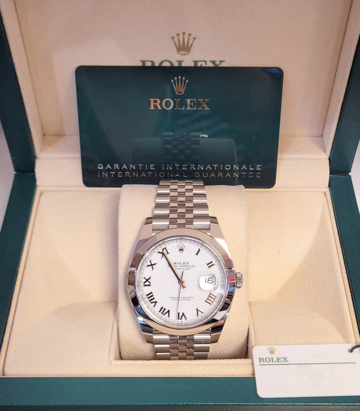 2025 Rolex Datejust 126300 White Roman Dial SS Jubilee With Papers 41mm