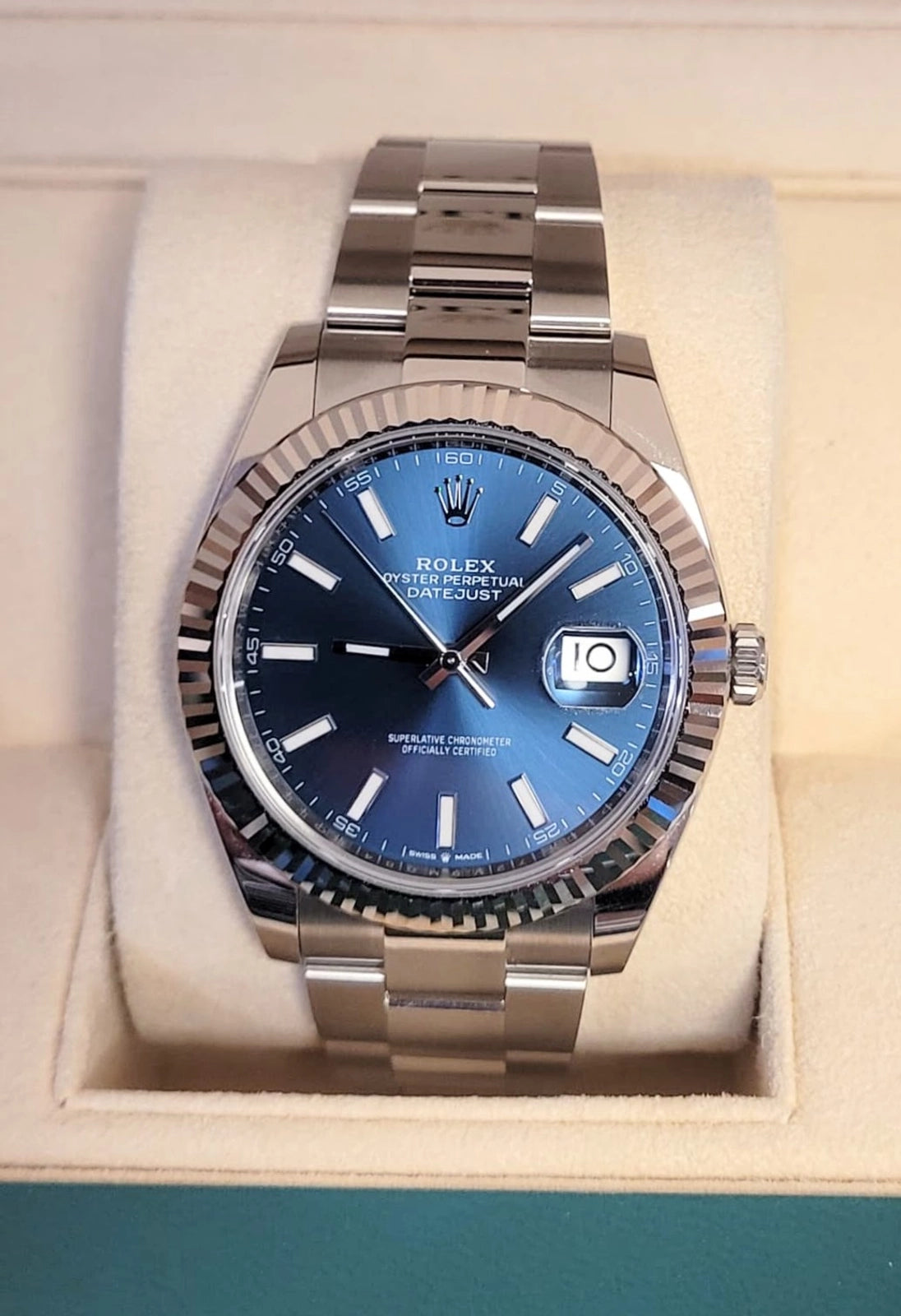 2026 Rolex Datejust 126334 Blue Stick Dial SS Oyster With Papers 41mm