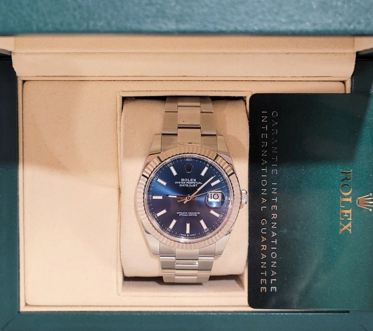 2026 Rolex Datejust 126334 Blue Stick Dial SS Oyster With Papers 41mm
