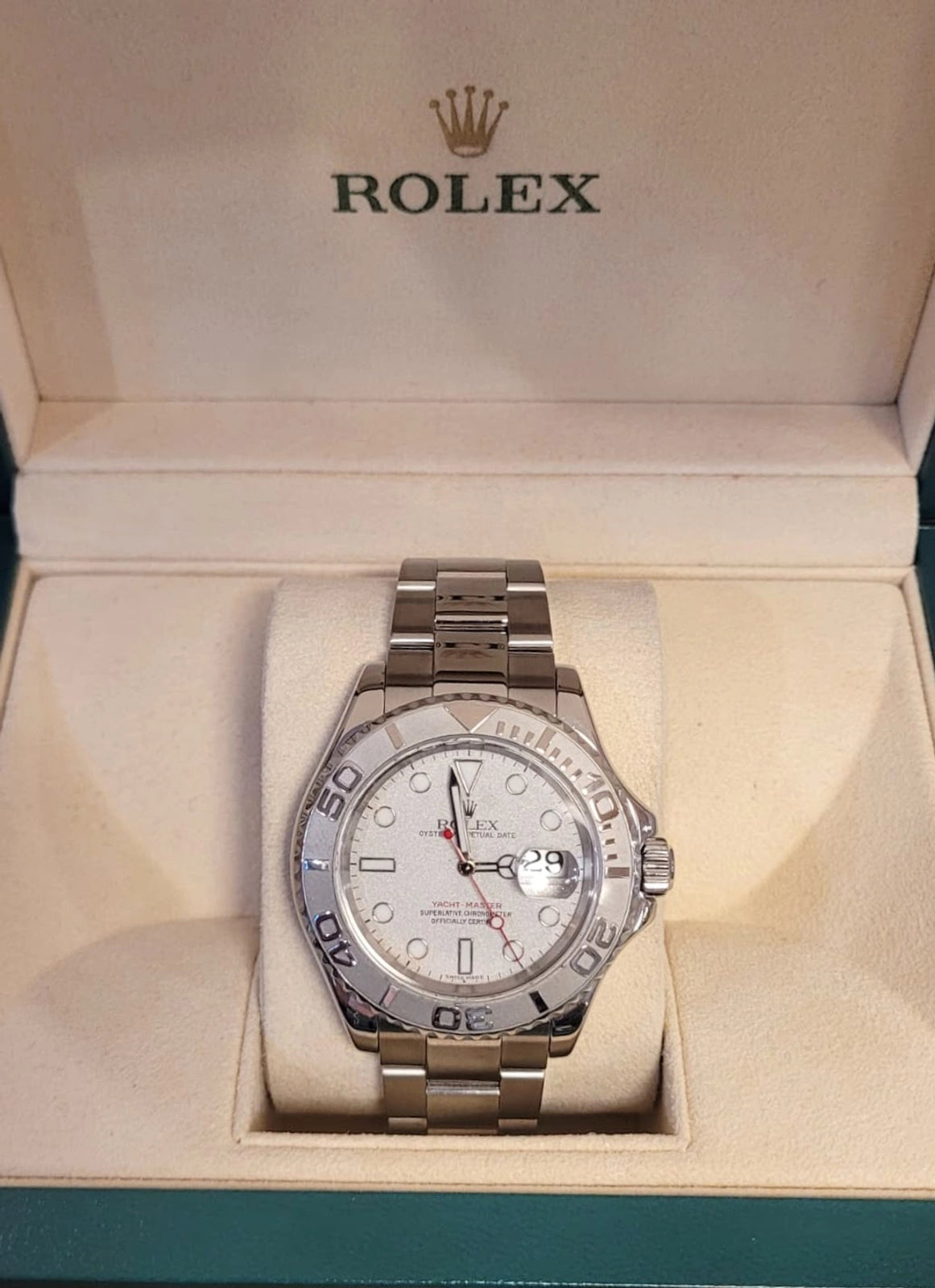 2000 Rolex Yacht-Master 16622 Platinum Dial SS Oyster No Papers 40mm