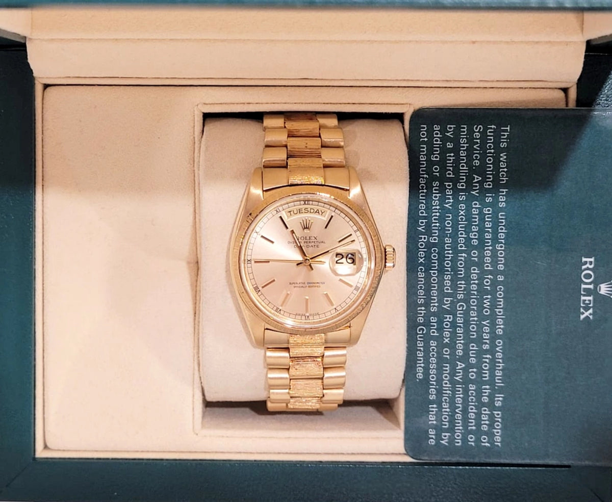 1979 Rolex Day-Date 18078 Champagne Dial 18kt President W/ RSC Service Card 36mm