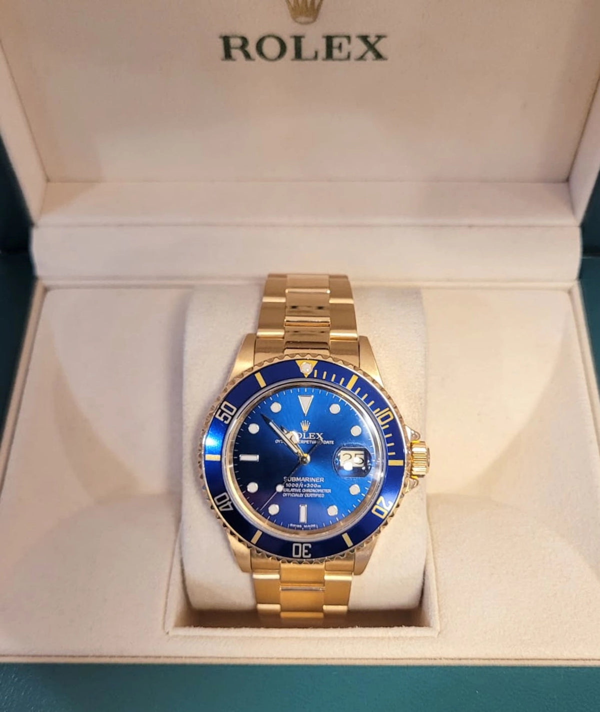 1988 Rolex Submariner 16808 Blue Dial 18kt Oyster No Papers 40mm