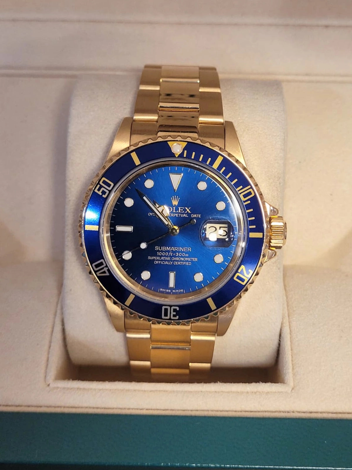 1988 Rolex Submariner 16808 Blue Dial 18kt Oyster No Papers 40mm