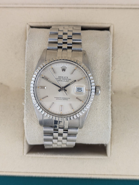 1982 Rolex Datejust 16030 Silver Stick Dial SS Jubilee No Papers 36mm