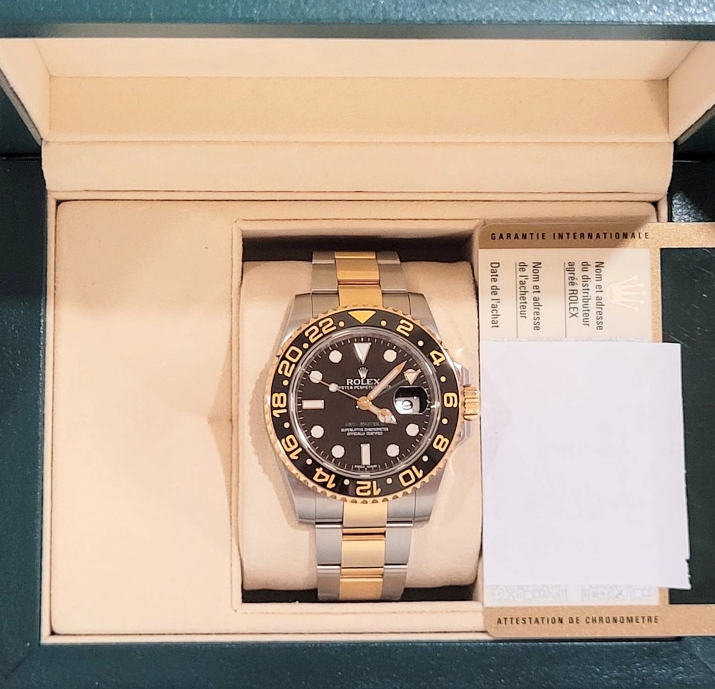 2012 Rolex GMT-Master II 116713 Black Dial TT 18kt Oyster With Papers 40mm
