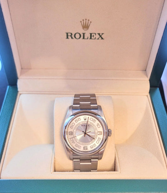 2008 Rolex Oyster Perpetual 116000 Silver Concentric Dial SS Oyster 36mm