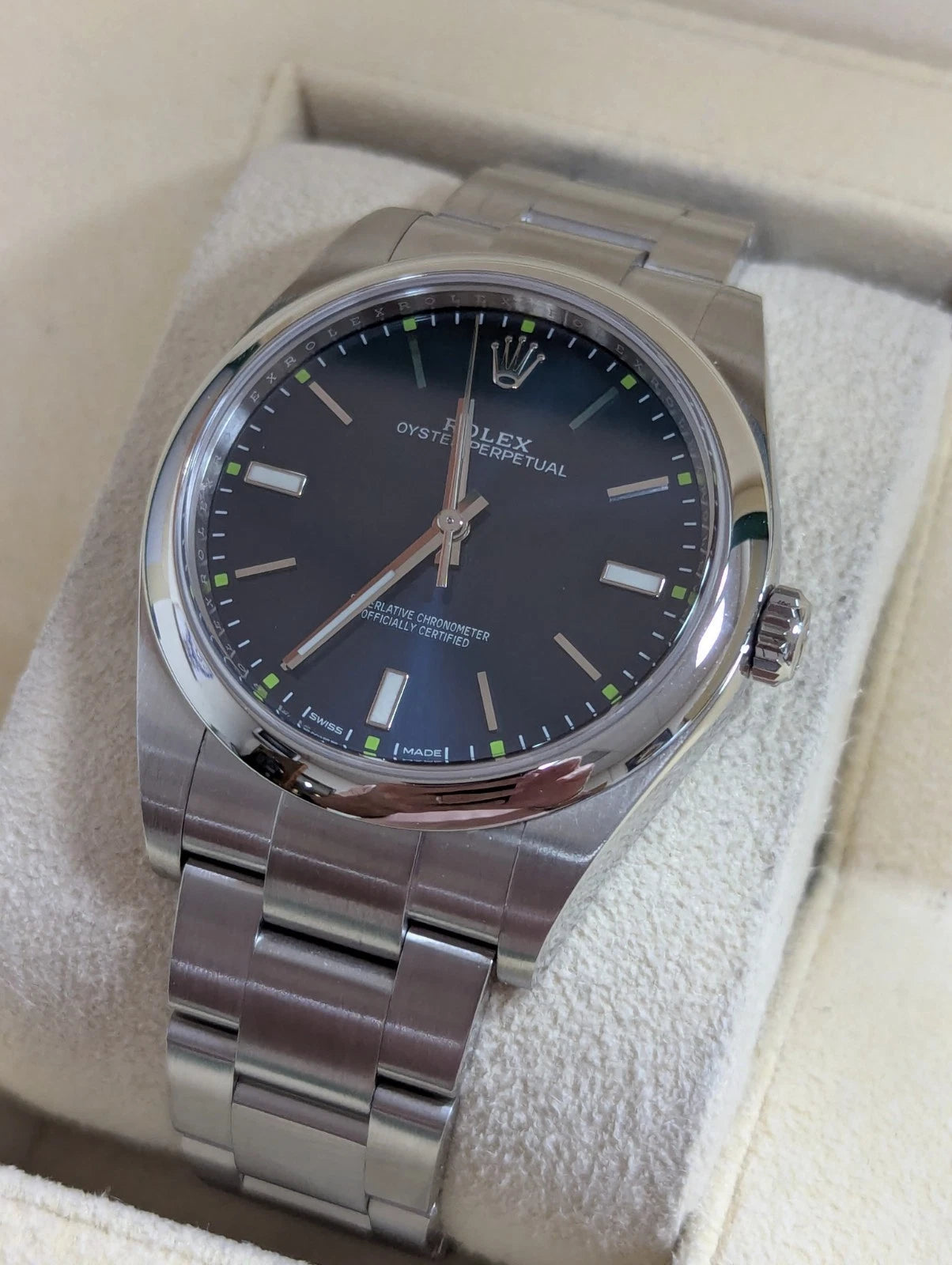2014 Rolex Oyster Perpetual 114300 Blue Dial SS Oyster No Papers 39mm