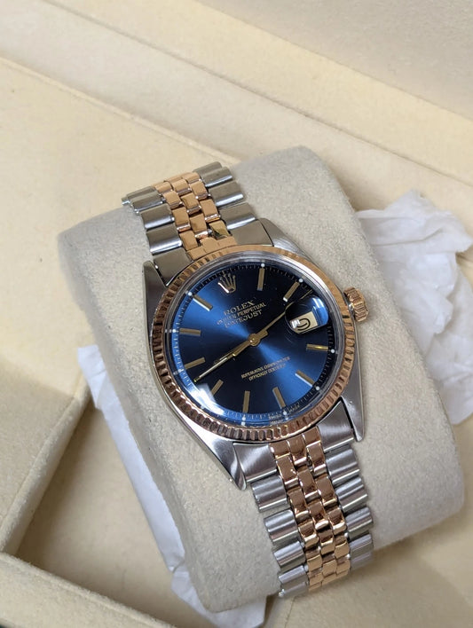 1973 Rolex Datejust 1601 Blue Dial TT Jubilee Rose Gold No Papers 36mm