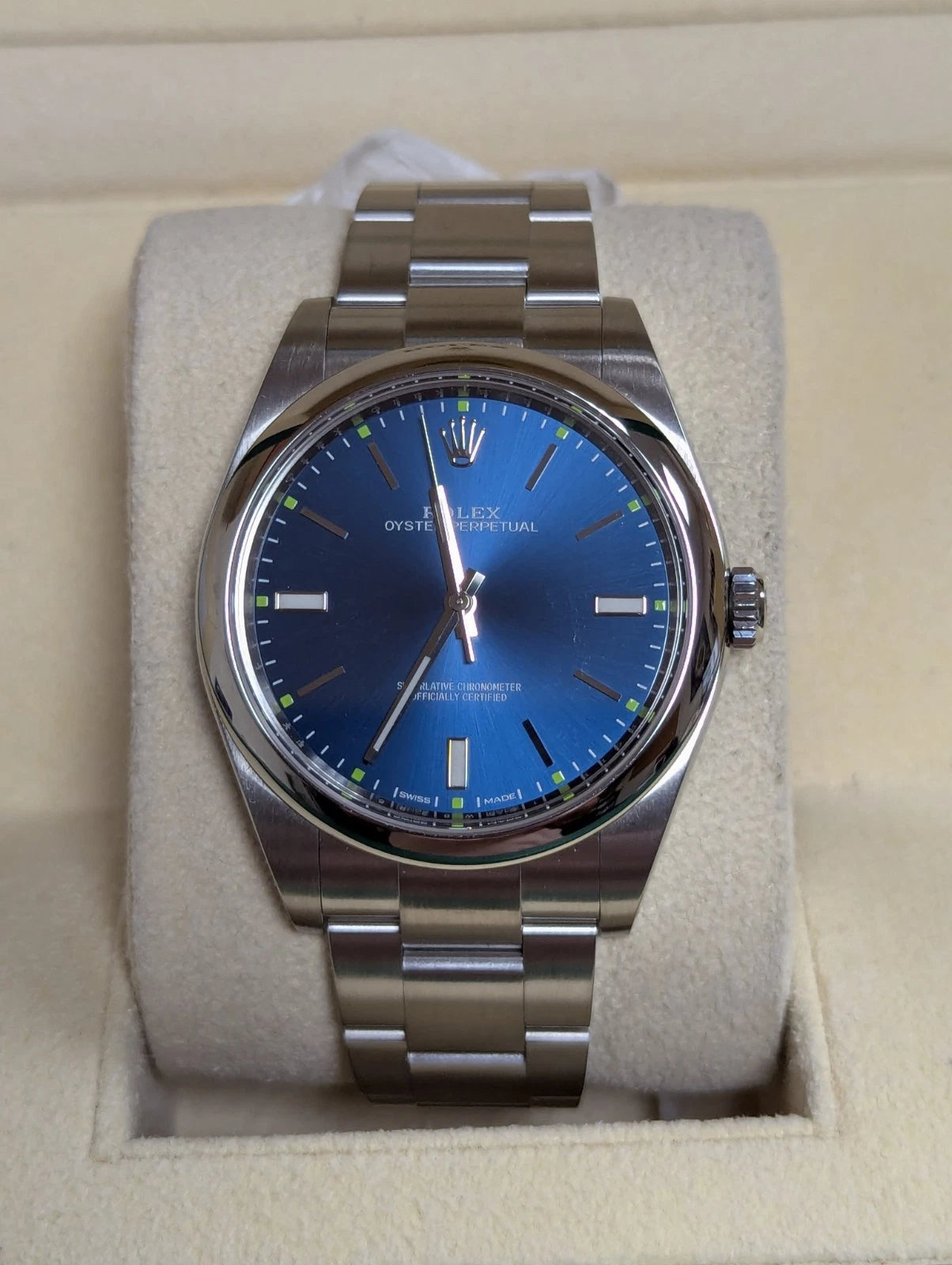 2014 Rolex Oyster Perpetual 114300 Blue Dial SS Oyster No Papers 39mm