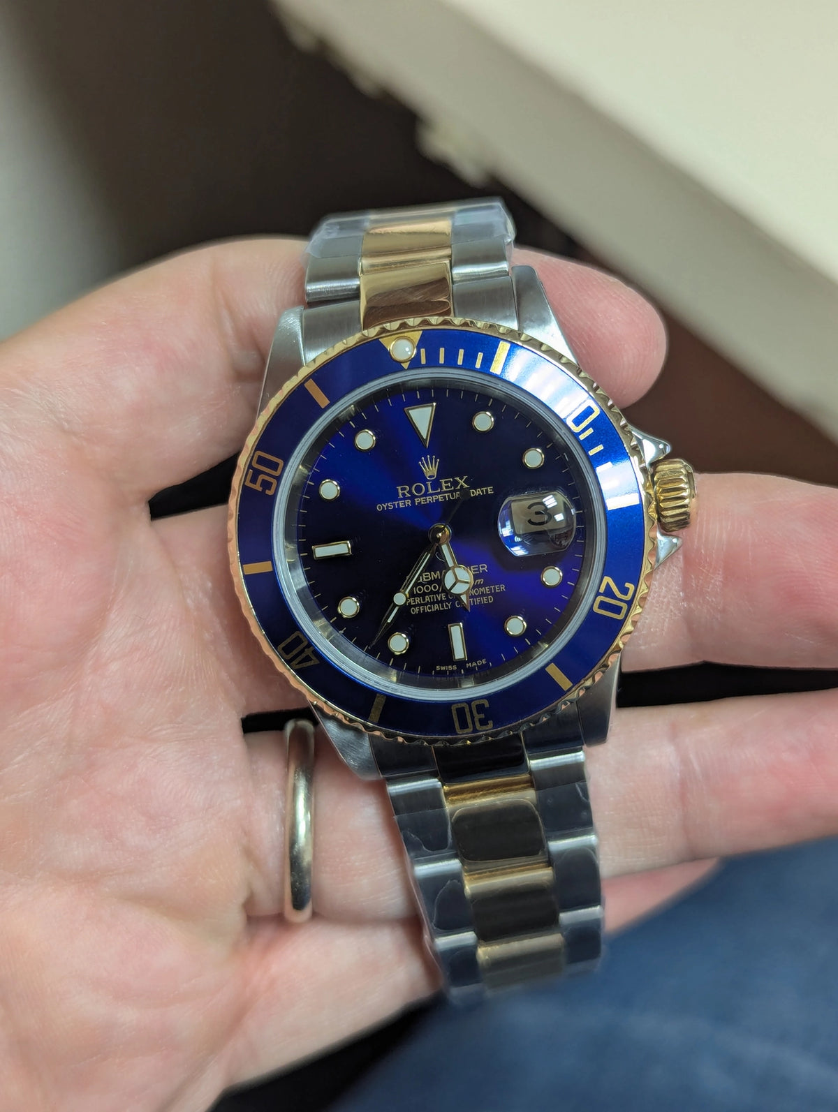 2001 Rolex Submariner 16613 Blue Dial TT Oyster No Papers 40mm