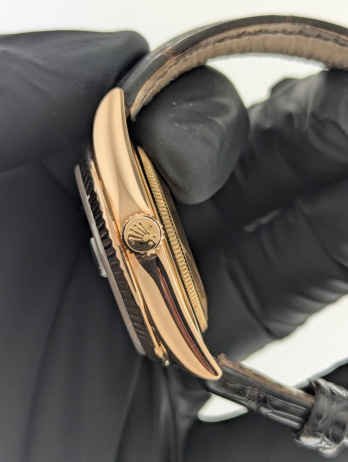 2015 Rolex Day-Date 118135 Chocolate Dial 18kt RG Leather Strap With Papers 36mm