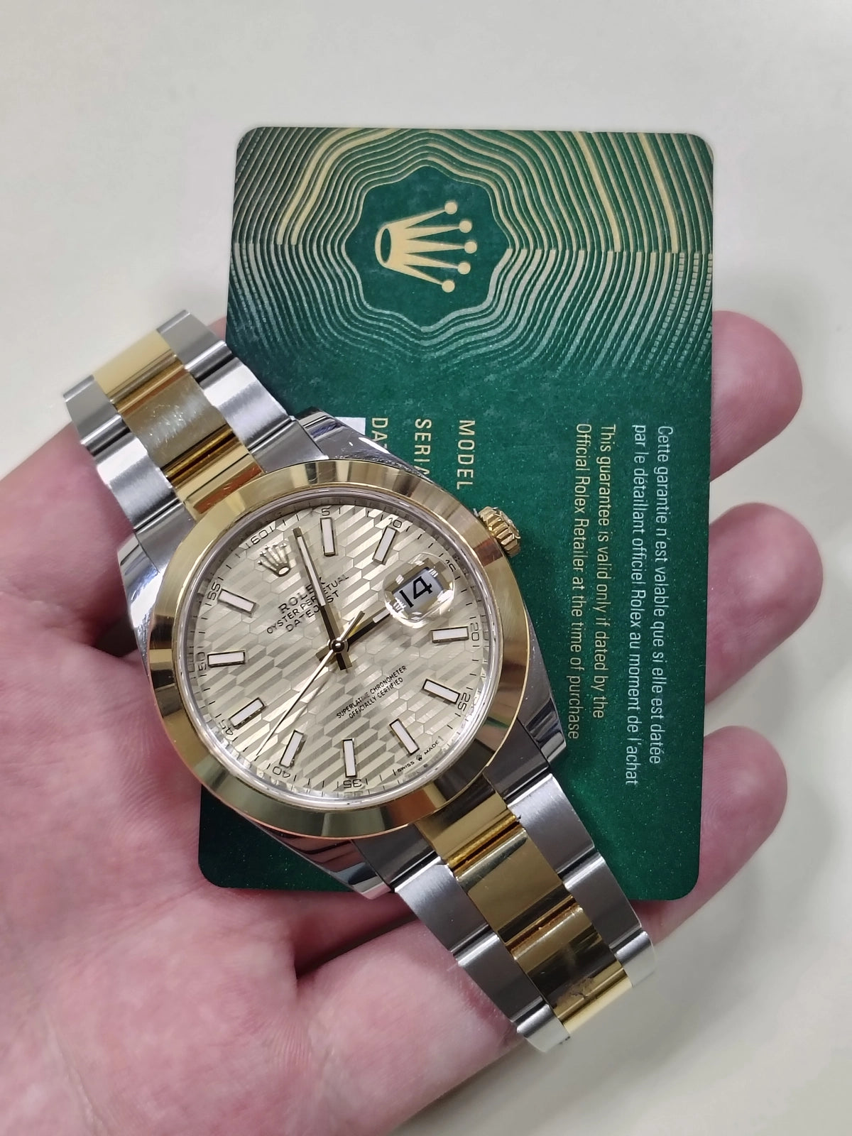 2024 Rolex Datejust 126303 Champagne Motif Dial TT 18kt Oyster With Papers 41mm