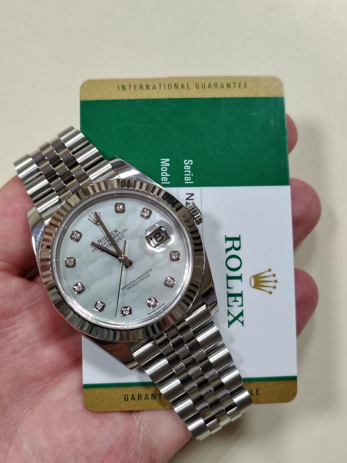 2020 Rolex Datejust 126334 White MOP Diamond Dial SS Jubilee With Papers 41mm