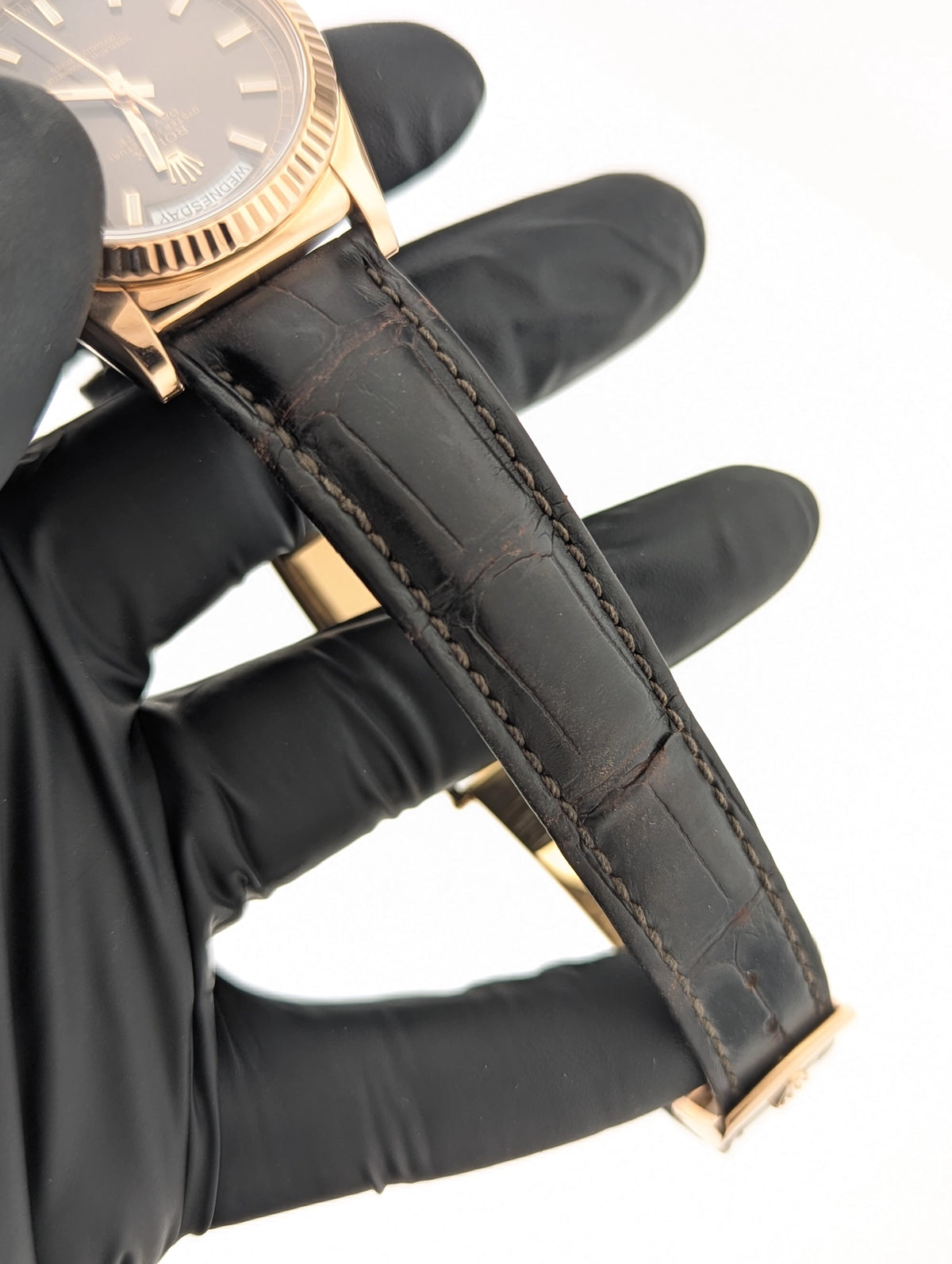 2015 Rolex Day-Date 118135 Chocolate Dial 18kt RG Leather Strap With Papers 36mm