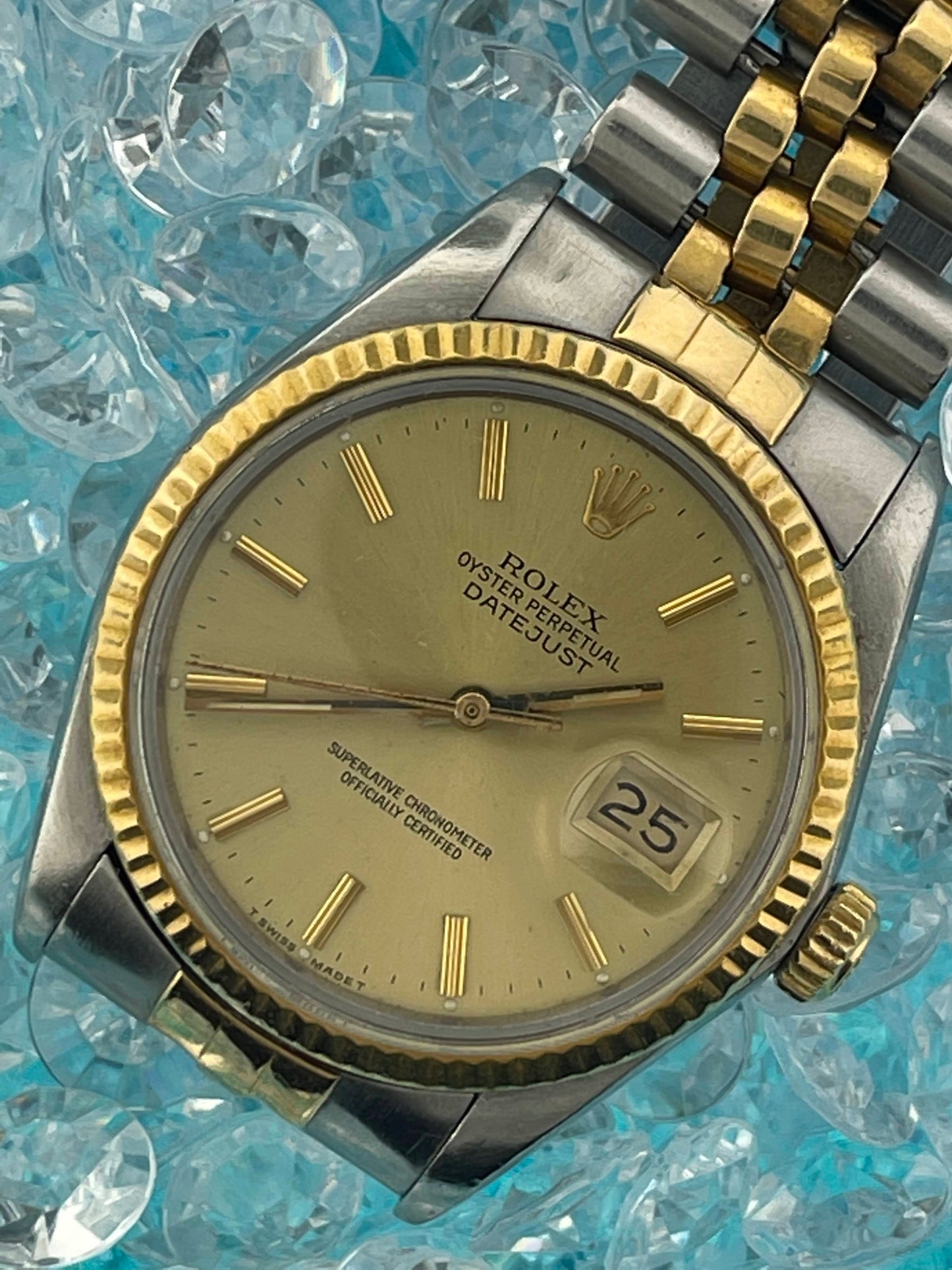 1985 Rolex Datejust 16013 Champagne Dial TT Jubilee No Papers 36mm