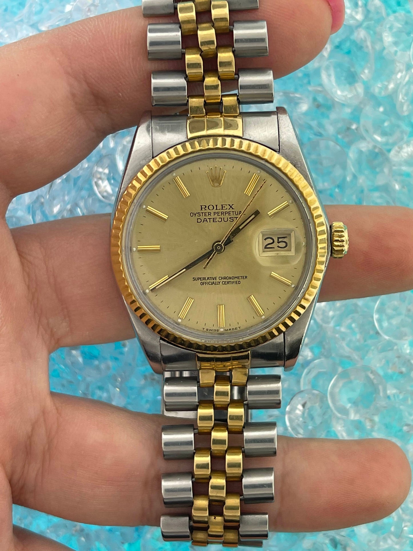 1985 Rolex Datejust 16013 Champagne Dial TT Jubilee No Papers 36mm