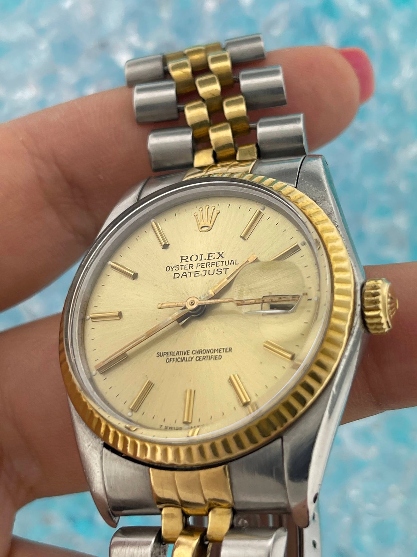 1985 Rolex Datejust 16013 Champagne Dial TT Jubilee No Papers 36mm