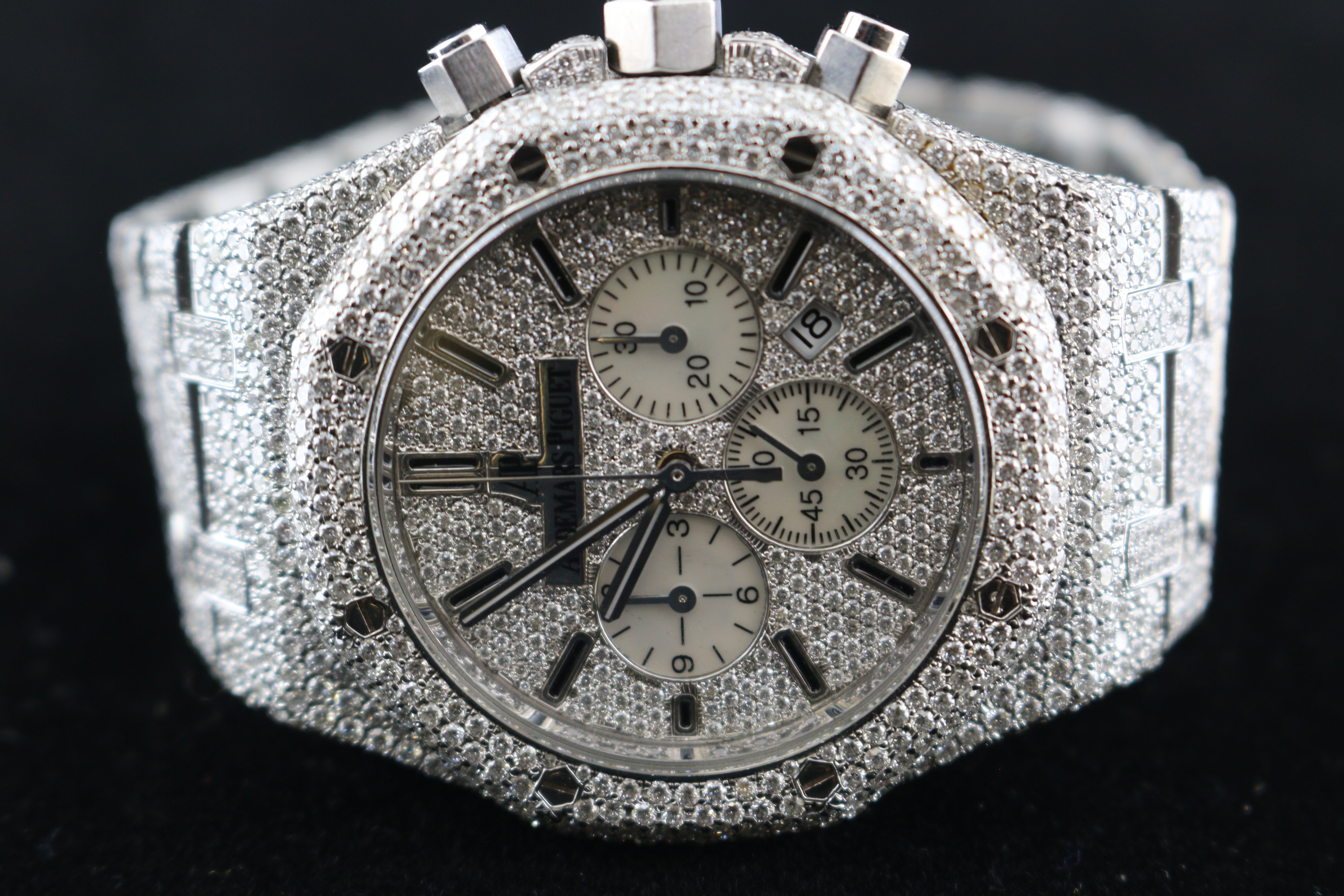 Audemars Piguet Royal Oak 26320ST Chronograph Iced 32 CT Diamonds No P Big Ben Time Zone