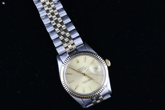 1981 Rolex Datejust 16013 Champagne Dial Two Tone Jubilee No Papers 36mm