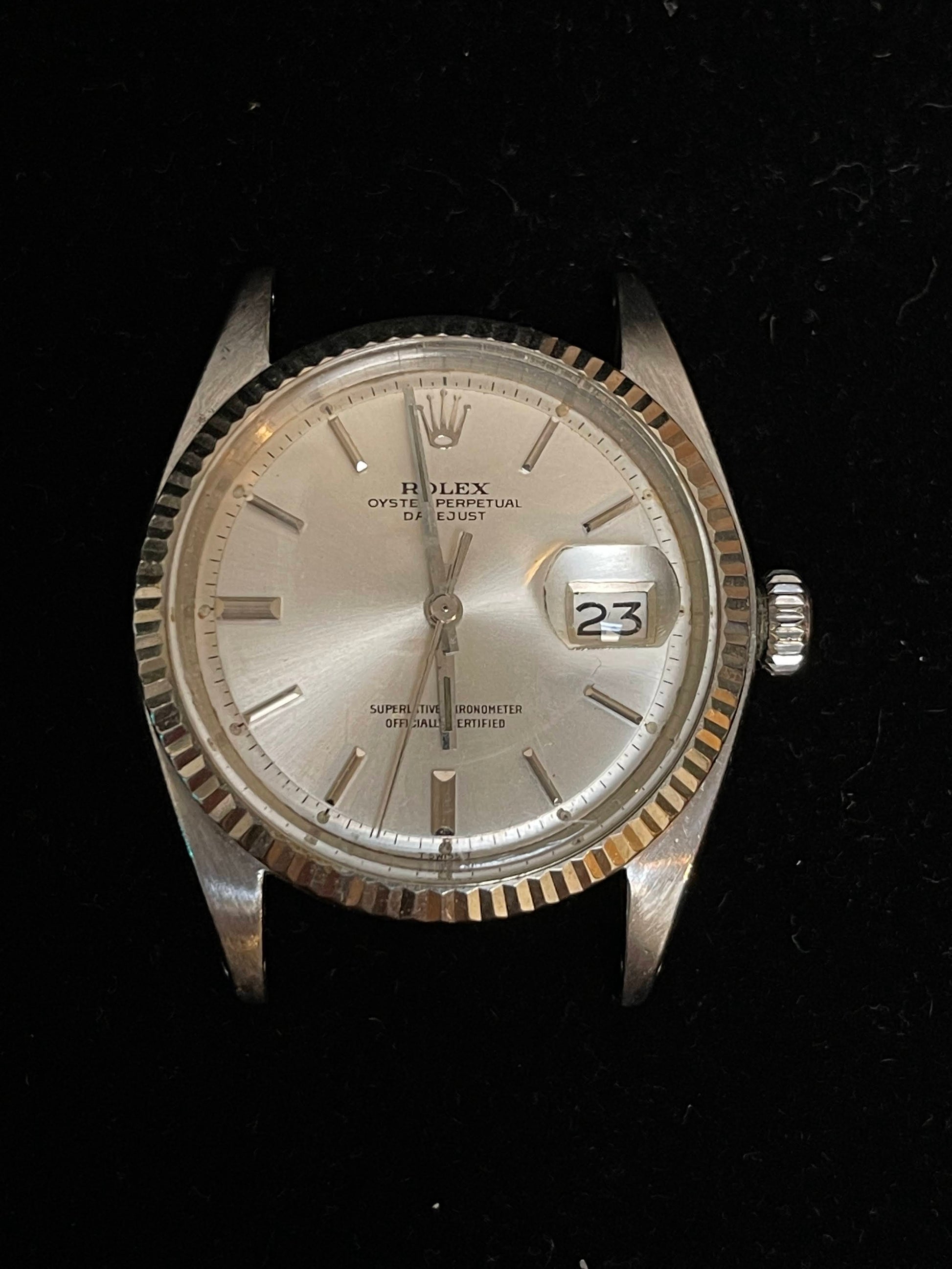 1973 Rolex Datejust 1601 Head Only Silver Dial No Papers 36mm