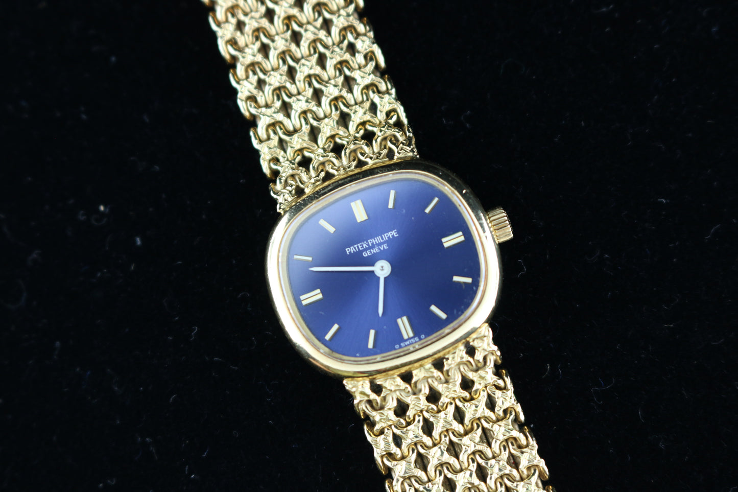 Ladies Patek Philippe Ellipse Blue Dial 18k Gold Patek Band No Papers 22mm