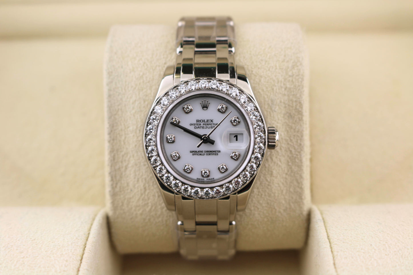 2008 Rolex Datejust 80299 Pearlmaster White Dial + Diamond Bezel No Papers 29mm