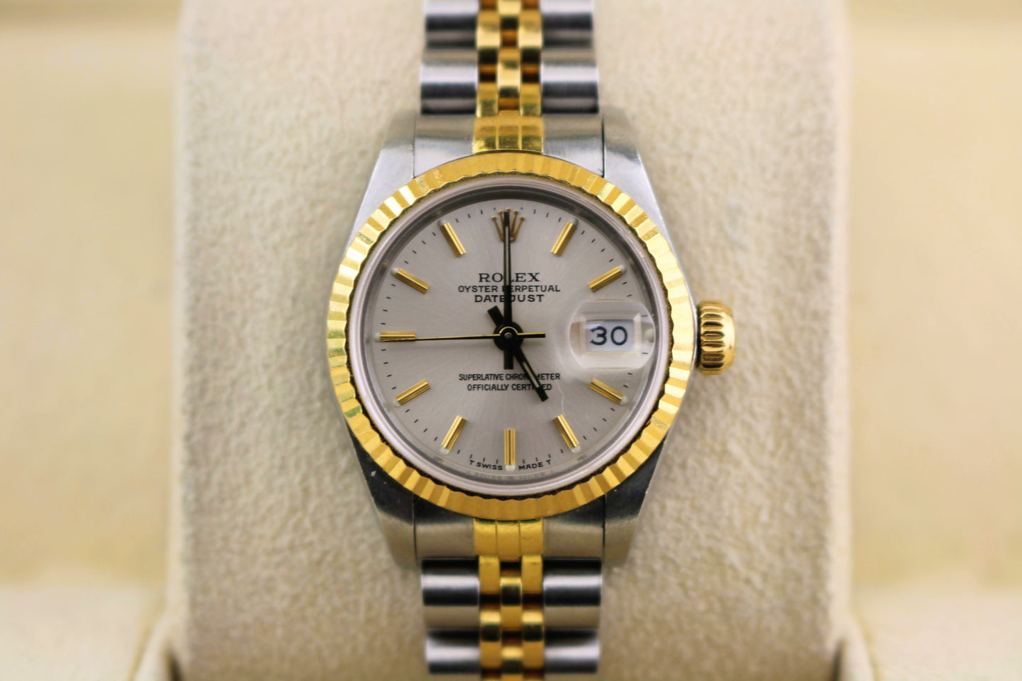 1989 Rolex Ladies Datejust 69173 Silver Dial Two Tone Jubilee With Papers 26mm