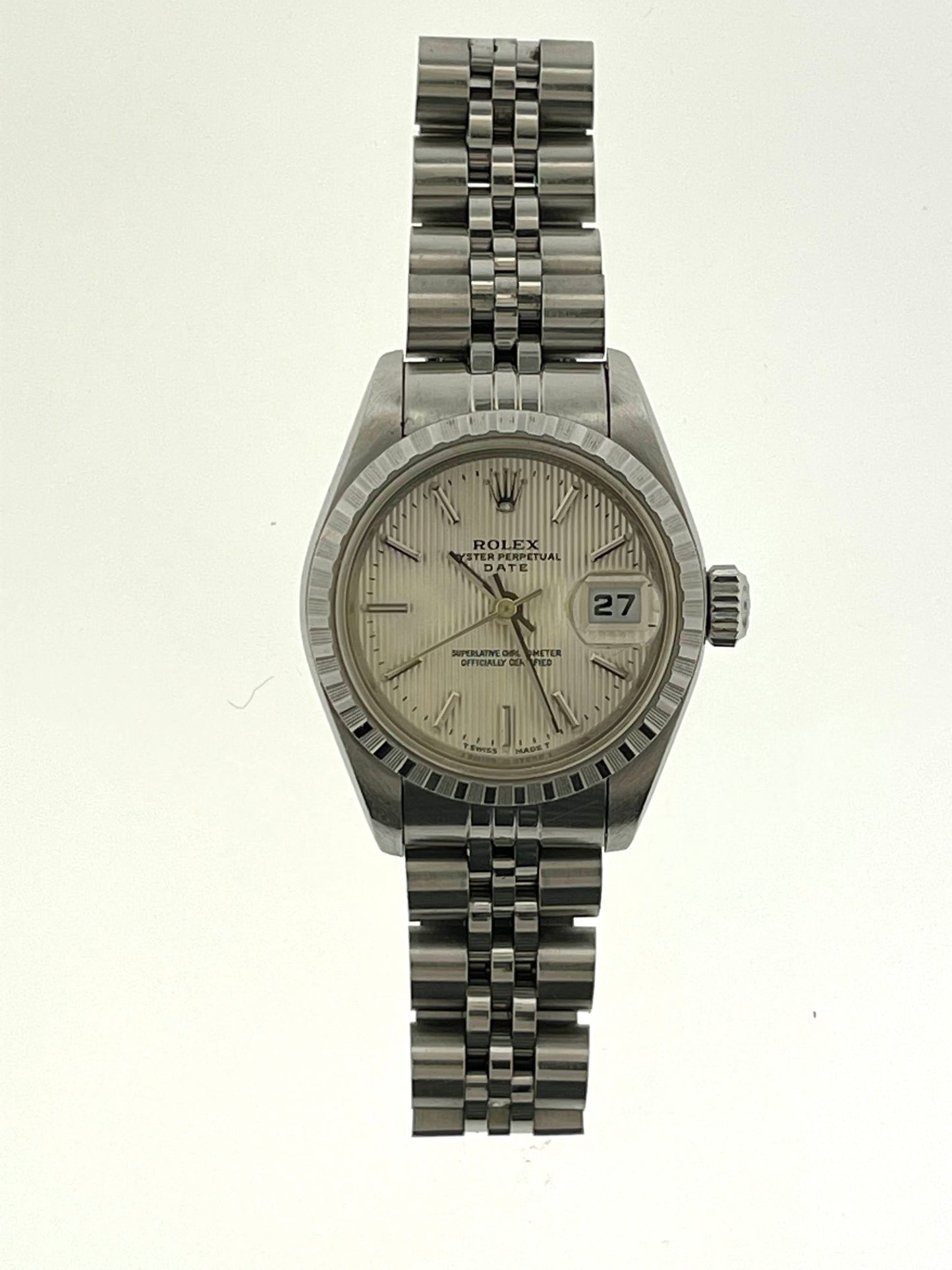 2000 Rolex Datejust 79240 Silver Tapestry Dial With Papers 26mm