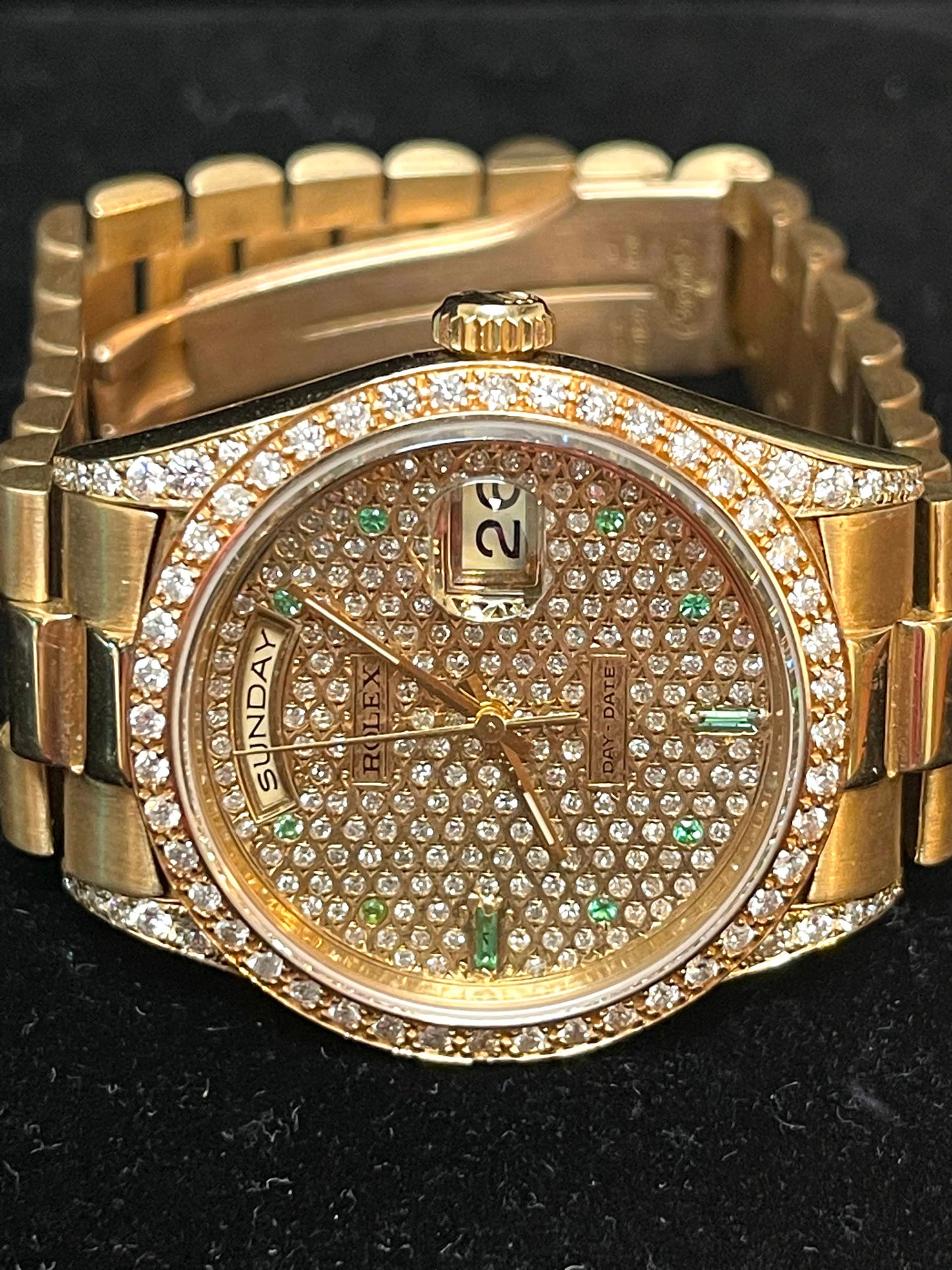 1993 Rolex Day-Date 18238 Paved Emerald Diamond Dial President No Papers 36mm