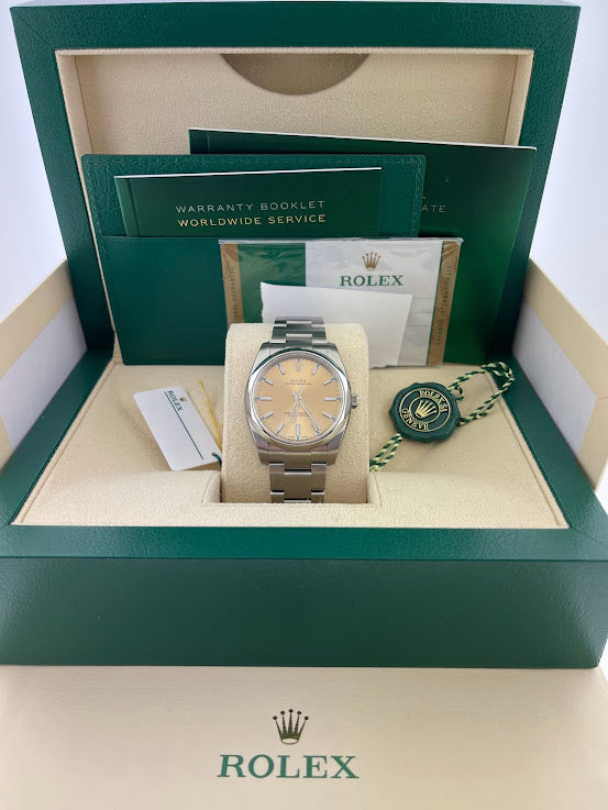 Unworn 2018 Rolex Oyster Perpetual 114200 White Grape Dial Complete Set 34mm