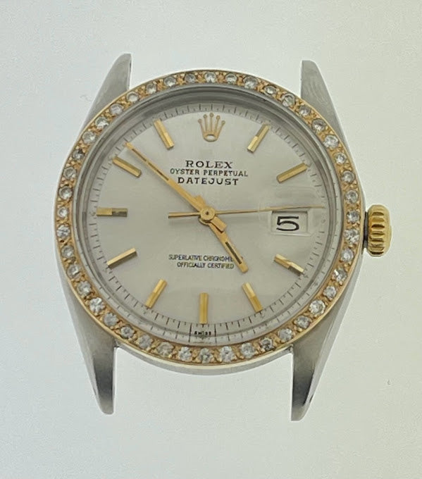 1972 Rolex Datejust 1601 Custom Silver Diamond Bezel Head Only No Papers 36mm