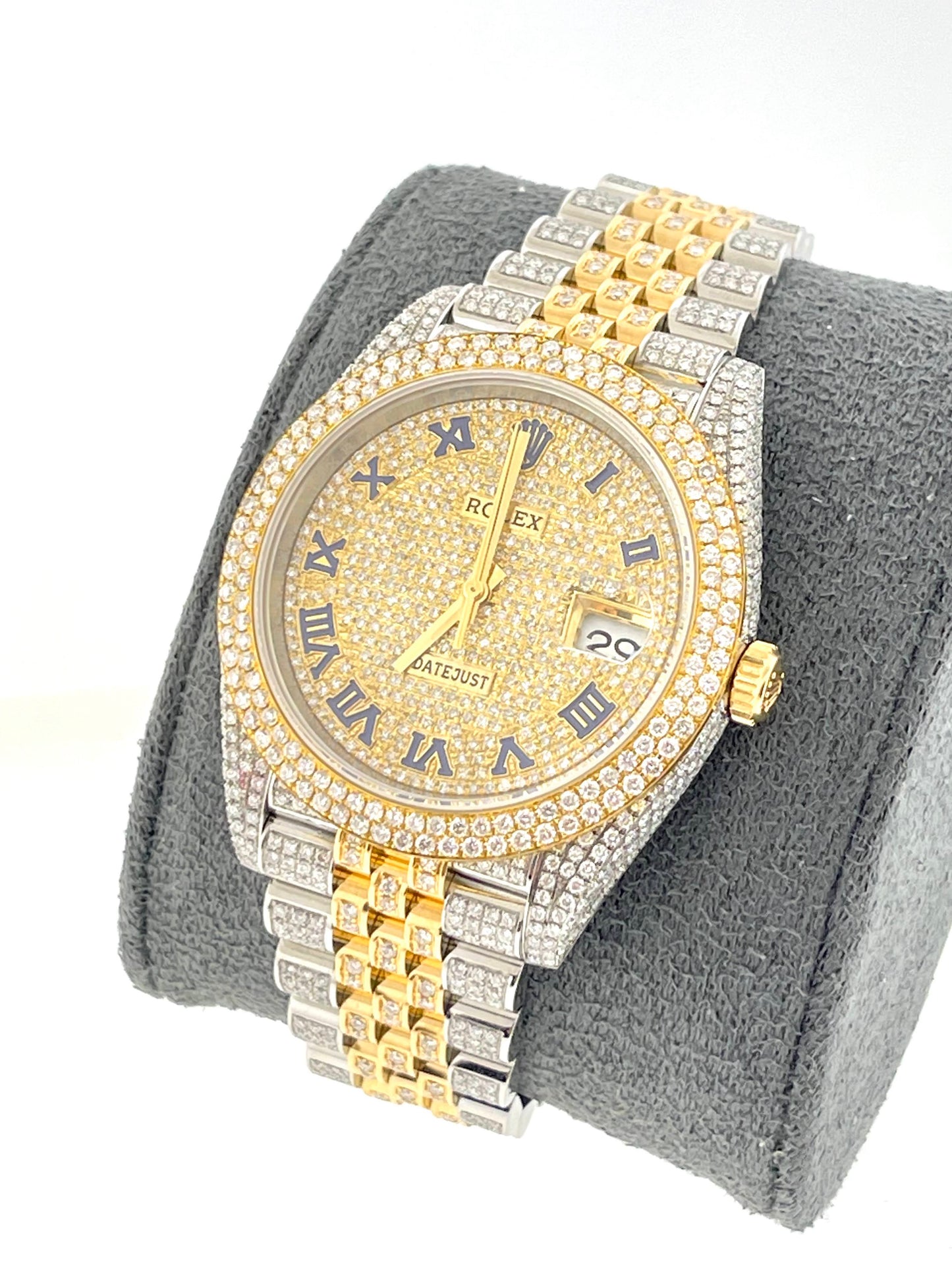 2021 Rolex Datejust 126333 Custom Paved Diamond Dial + Bezel With B + P 41mm