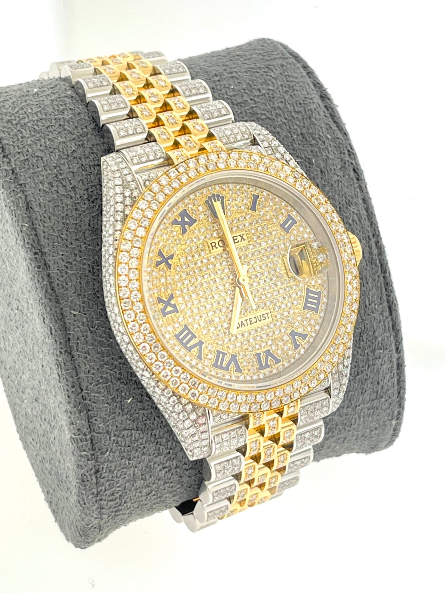 2021 Rolex Datejust 126333 Custom Paved Diamond Dial + Bezel With B + P 41mm