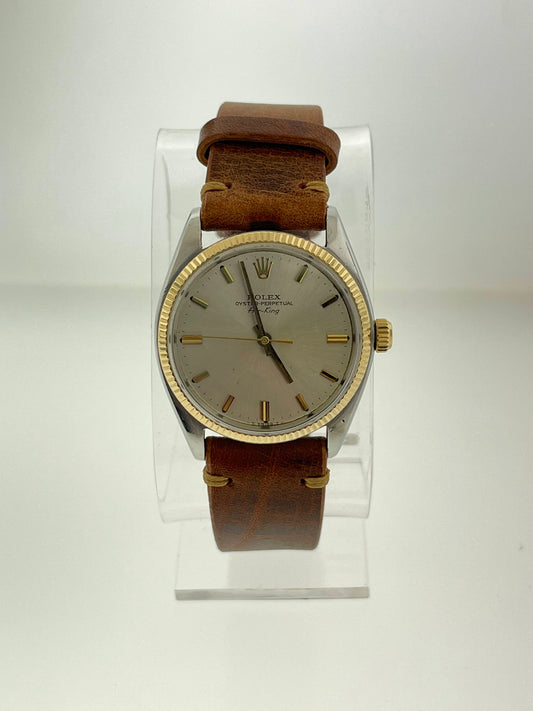 1961 Rolex Air-King 5501 Silver Stick Dial Leather Strap No Papers 34mm