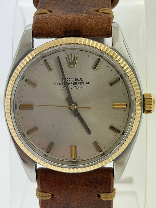 1961 Rolex Air-King 5501 Silver Stick Dial Leather Strap No Papers 34mm