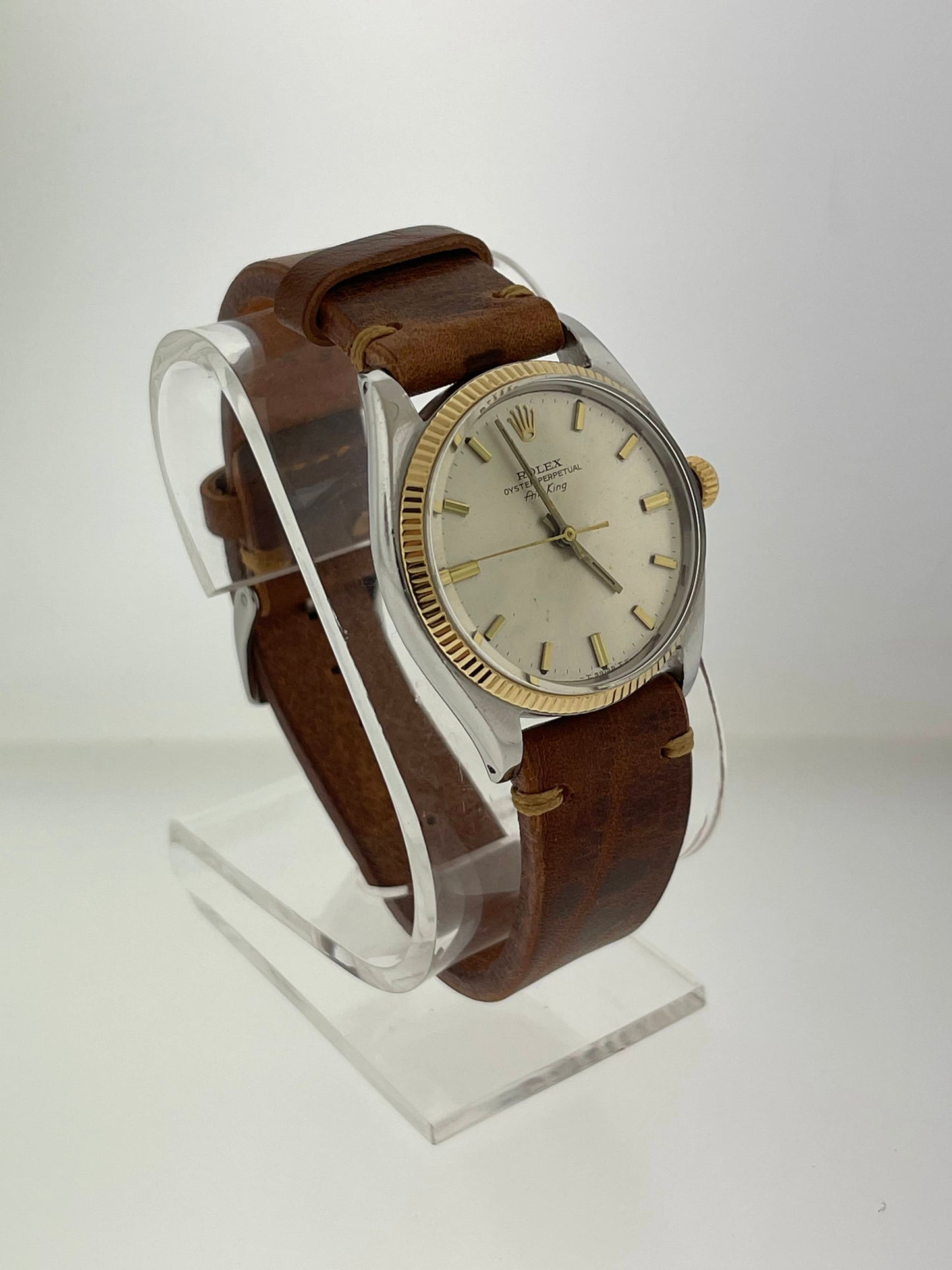 1961 Rolex Air-King 5501 Silver Stick Dial Leather Strap No Papers 34mm