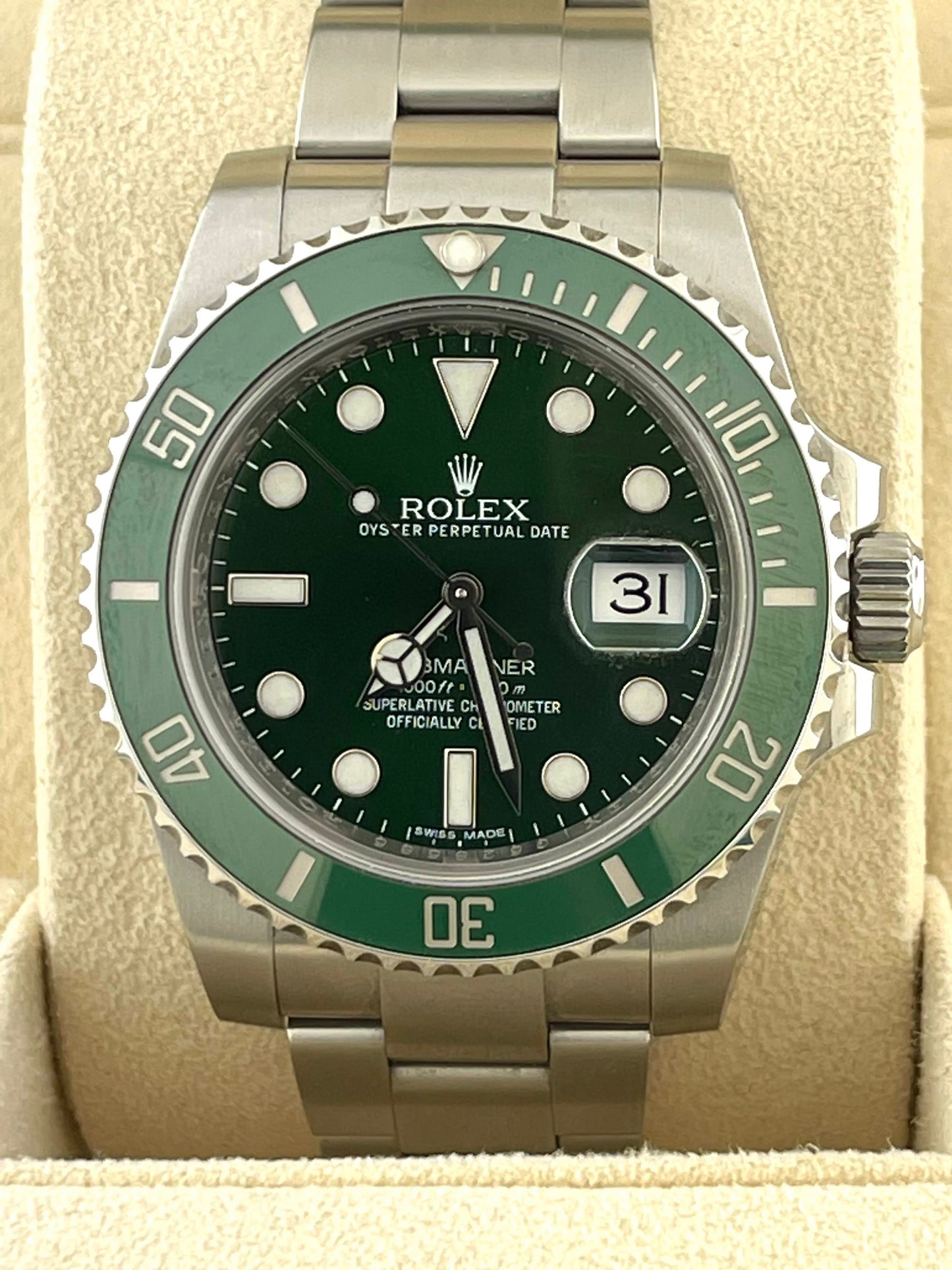 2013 Rolex Submariner 116610LV Hulk Green Dial With Box + Papers 40mm