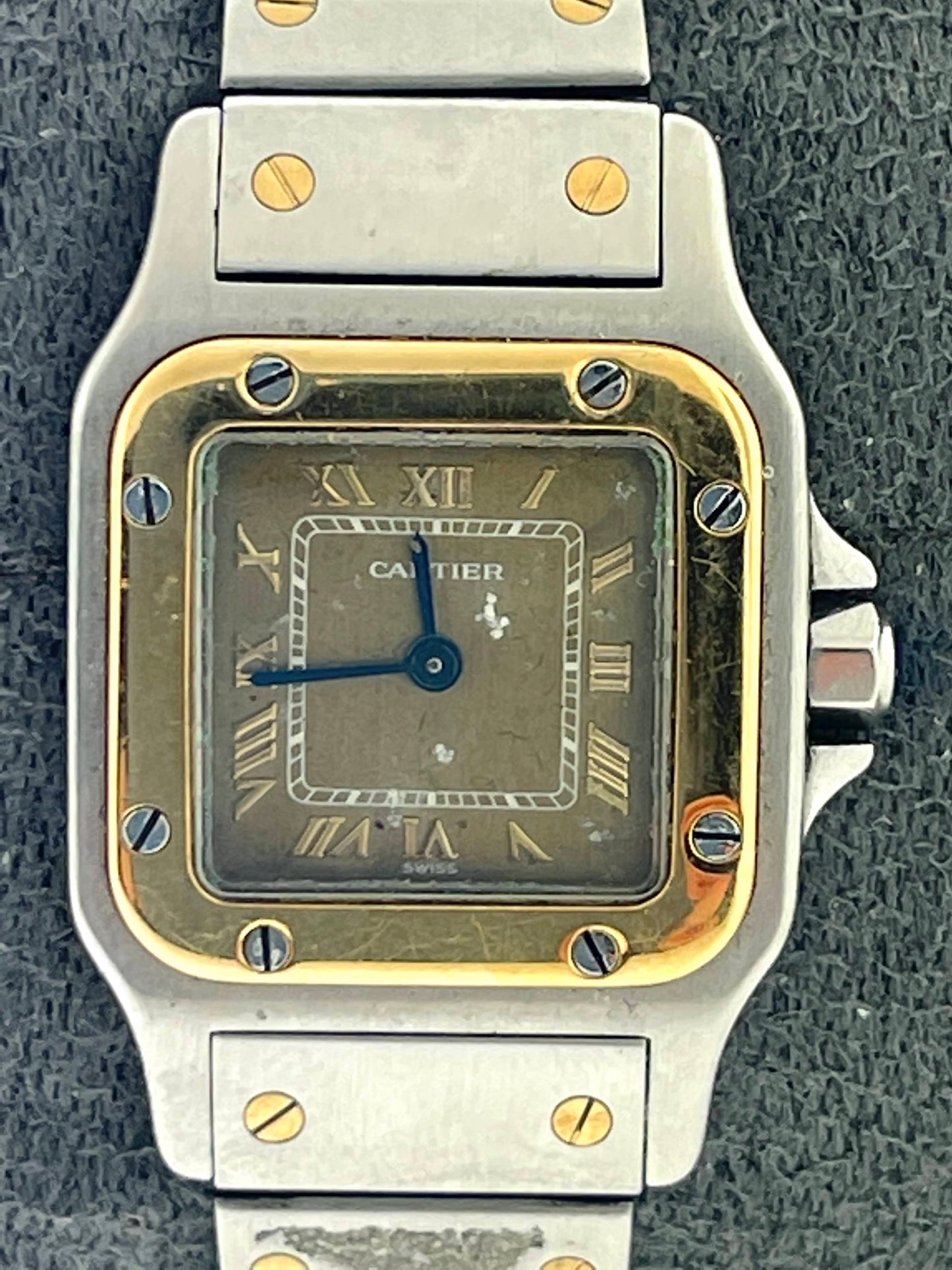 Cartier Santos Galbee 1567 Brown Dial Two Tone Bracelet No Papers 24mm