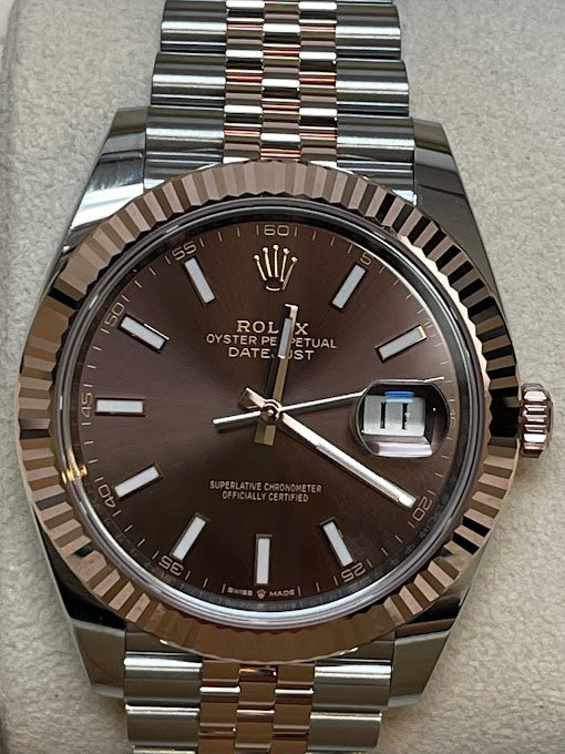 Unworn 2022 Rolex Datejust 126331 Chocolate Dial Two Tone Rose Complete Set 41mm
