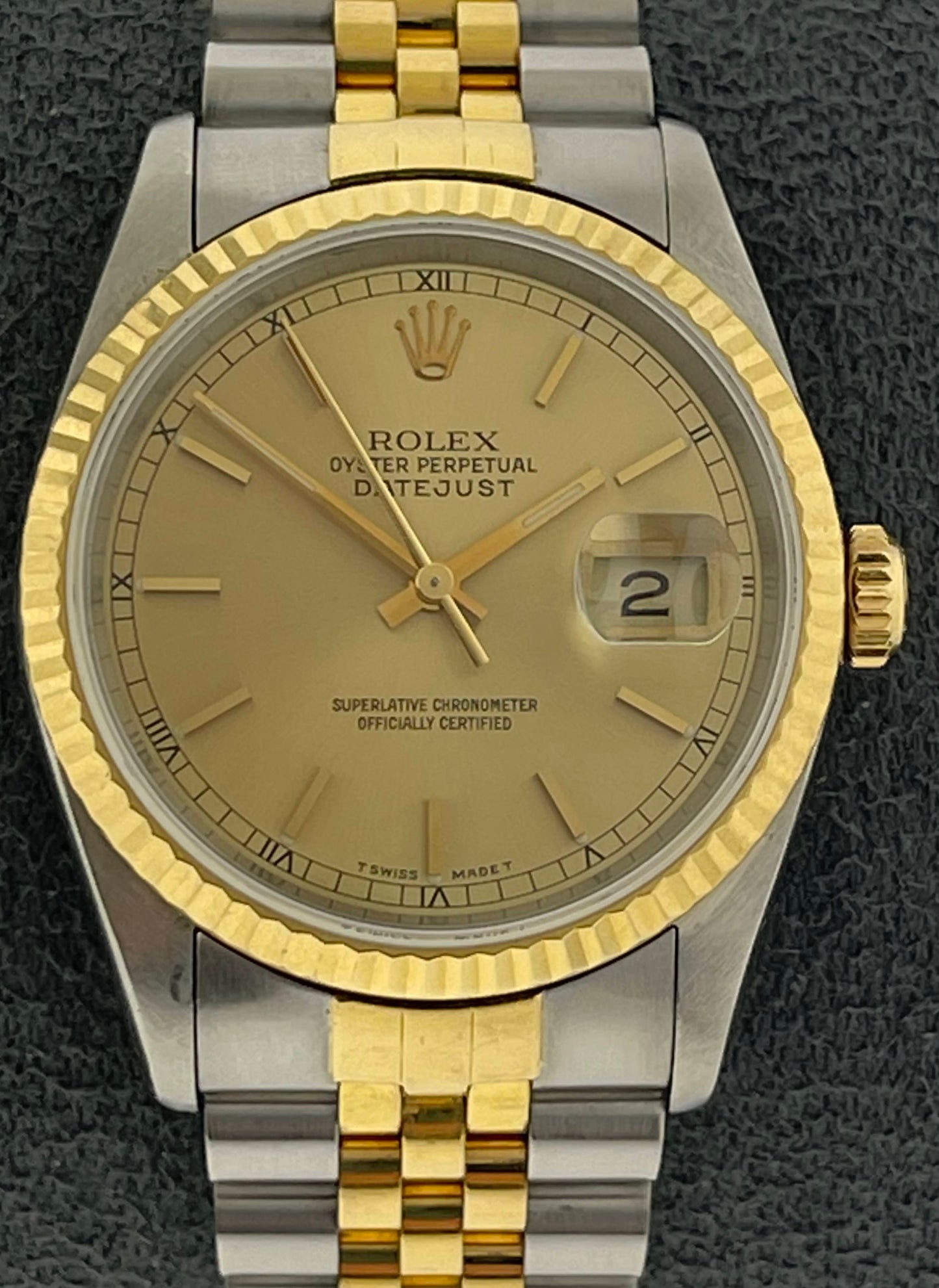 1990 Rolex Datejust 16233 Champagne Dial Two Tone Bracelet No Papers 36mm