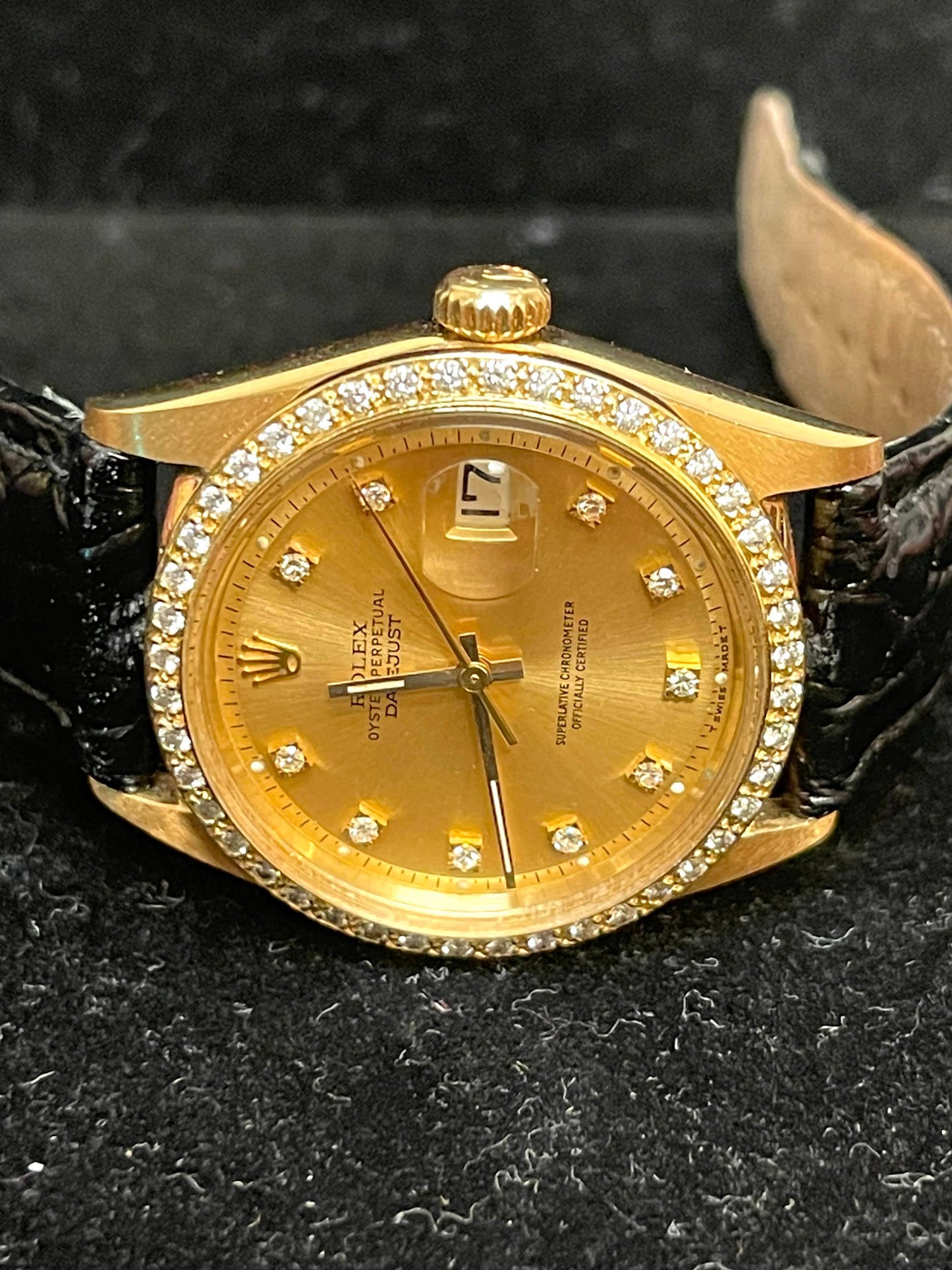 1966 Rolex Solid Gold 18kt Datejust 1601 Champagne Diamond Dial + Bezel 36mm