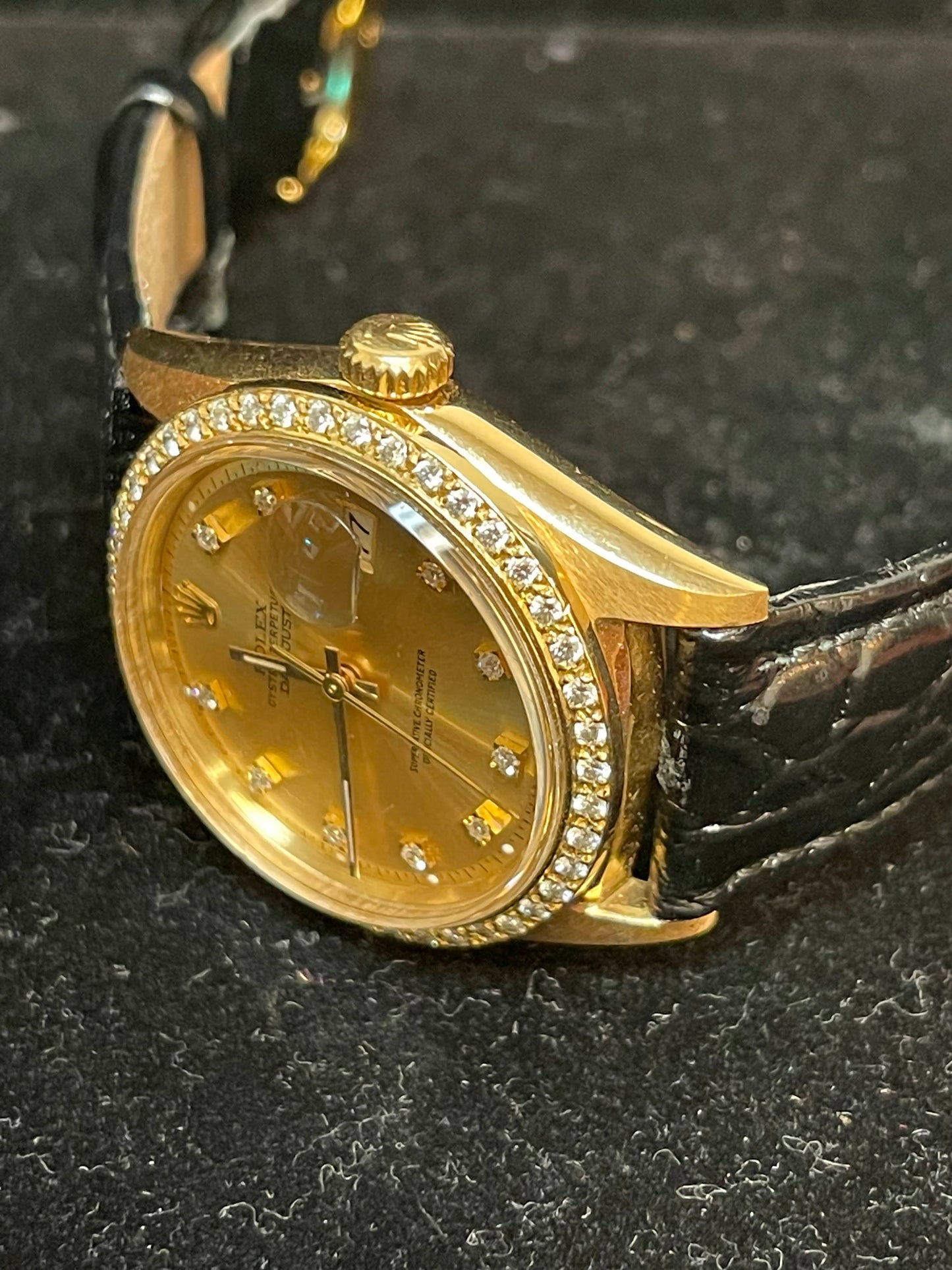 1966 Rolex Solid Gold 18kt Datejust 1601 Champagne Diamond Dial + Bezel 36mm